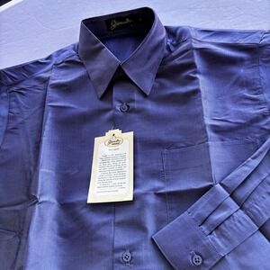 Shinawatra 100% Thai Silk Dress Shirt Mens Medium NWT Blue Long Sleeve Formal‎